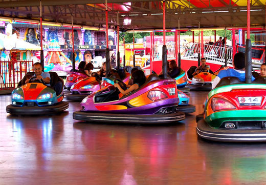 Amusement park indoor bumper cars