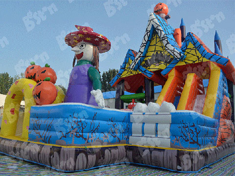 Halloween maze bounce house with slide
