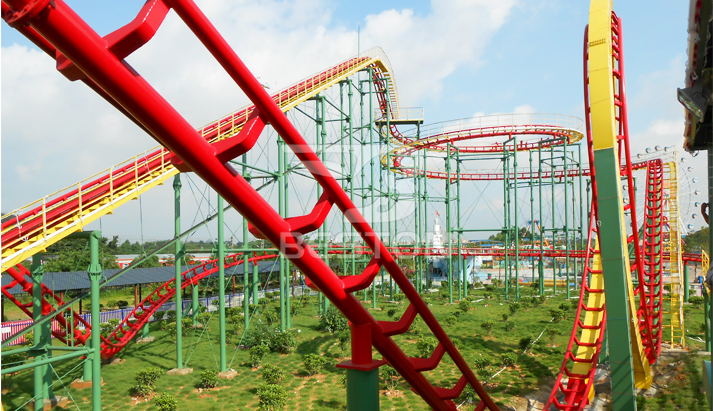 Thrill roller coaster ride for theme parks
